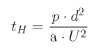 t_H = \frac{p \: d^2}{{\rm a}\: U^2}